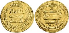 Early Medieval & Islamic ISLAMIC, 'Abbasid Caliphate. Al-Radi, AH 322-329 / AD 934-940. Dinar (Gold, 23 mm, 4.44 g, 7 h), al-Ahwaz, AH 322 = 933/4. ‘lā ilāha illā / Allāh waḥdahū / lā sharīka lahū’ (‘