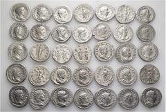 Group Lots A lot containing 35 silver coins. Including: Antoniniani of Gordian III (13), Philip I (7), Otacilia Severa (2), Philip II (2), Trajan Decius (8), Herennia Etruscilla (3). Very fine to extr