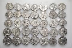 Group Lots A lot containing 35 silver coins. Including: Antoniniani of Gordian III (13), Philip I (7), Philip II (2), Otacilia Severa (2), Trajan Decius (8), Herennia Etruscilla (3). Very fine to extr