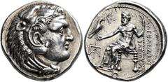 Greek KINGS OF MACEDON. Alexander III ‘the Great’, 336-323 BC. Tetradrachm (Silver, 27 mm, 17.24 g, 6 h), struck under Nikokles. Paphos, circa 325-317. Head of Herakles to right, wearing lion skin hea