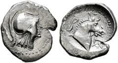 Greek SELEUKID KINGS OF SYRIA. Seleukos I Nikator, 312-281 BC, or Antiochos I, 281-261 BC. Obol (Silver, 10 mm, 0.48 g, 7 h), uncertain mint in the East. Head of Athena to right, wearing crested Corin