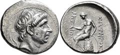 Greek SELEUKID KINGS. Antiochos I Soter, 281-261 BC. Tetradrachm (Silver, 30 mm, 16.44 g, 12 h), posthumous interregnum issue, ΔΕΛ-mint associated with Antiochia on the Orontes, circa 246-244. Diademe