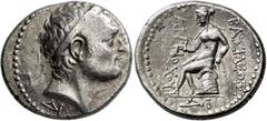 Greek SELEUKID KINGS. Antiochos III ‘the Great’, 222-187 BC. Tetradrachm (Silver, 27 mm, 17.13 g, 12 h), ΔI mint, circa 192-187. Diademed head of Antiochos III to right, below neck, ΔI. Rev. BAΣIΛEΩΣ 