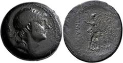 Greek SELEUKID KINGS OF SYRIA. Timarchos, usurper, 164-161 BC. Oktachalkon (Bronze, 37 mm, 33.14 g, 9 h), Ekbatana. Diademed head of Timarchos to right. Rev. ΒAΣΙ[ΛΕΩΣ / MEΓAΛO]Y - TIMAPXOY Nike stand