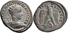 Roman Provincial SYRIA, Seleucis and Pieria. Antioch. Gordian III, 238-244. Tetradrachm (Billon, 28 mm, 12.42 g, 11 h), 241-244. ΑΥΤΟΚ Κ Μ ΑΝΤ ΓΟΡΔΙΑΝΟC CЄΒ Radiate, draped and cuirassed bust of Gordi