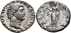 Roman Imperial Otho, 69. Denarius (Silver, 17 mm, 3.16 g, 6 h), Rome. IMP M OTHO CAESAR AVG TR P Bare head of Otho to right. Rev. SECVRITAS P R Securitas standing front, head to left, holding wreath i