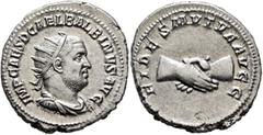 Roman Imperial Balbinus, 238. Antoninianus (Silver, 23 mm, 5.82 g, 12 h), Rome, circa April-June 238. IMP CAES D CAEL BALBINVS AVG Radiate, draped and cuirassed bust of Balbinus to right. Rev. FIDES M