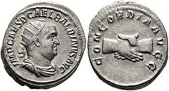Roman Imperial Balbinus, 238. Antoninianus (Silver, 22 mm, 5.07 g, 6 h), Rome, April-June 238. IMP CAES D CAEL BALBINVS AVG Radiate, draped and cuirassed bust of Balbinus to right. Rev. CONCORDIA AVGG