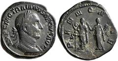Roman Imperial Trajan Decius, 249-251. Sestertius (Orichalcum, 30 mm, 20.27 g, 12 h), Rome, 250. IMP C M Q TRAIANVS DECIVS AVG Laureate and cuirassed bust of Trajan Decius to right, seen from behind. 