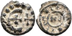 Byzantine Justinian I (?), 527-565. Pentanummium (Lead, 16 mm, 2.48 g), RY 29 = 555/6 (?). Large Є with central cross; to right, cross; all within border of large pellets. Rev. +ΔIAΔOCЄⲰC ('distributi