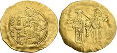 Byzantine John II Comnenus, 1118-1143. Hyperpyron (Gold, 32 mm, 4.37 g, 6 h), Constantinopolis, 1137-1143. +ΚЄ ROHΘЄI / IC - XC Christ, nimbate, seated facing on square-backed throne, wearing tunic an