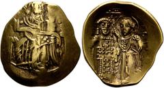 Byzantine John III Ducas (Vatatzes), emperor of Nicaea, 1222-1254. Hyperpyron (Gold, 25 mm, 4.15 g, 6 h), Magnesia, 1232-1254 (?). [IC - XC] Christ, nimbate, seated facing on throne, wearing tunic and