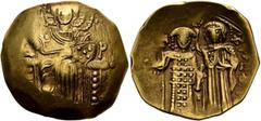 Byzantine John III Ducas (Vatatzes), emperor of Nicaea, 1222-1254. Hyperpyron (Gold, 24 mm, 3.89 g, 6 h), Magnesia, 1232-1254(?). [IC] - XC Christ, nimbate, seated facing on throne, wearing tunic and 