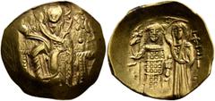 Byzantine John III Ducas (Vatatzes), emperor of Nicaea, 1222-1254. Hyperpyron (Electrum, 25 mm, 4.00 g, 12 h), Magnesia, 1232-1254(?). [IC] - XC Christ, nimbate, seated facing on throne, wearing tunic
