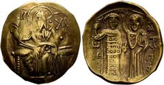 Byzantine John III Ducas (Vatatzes), emperor of Nicaea, 1222-1254. Hyperpyron (Gold, 24 mm, 4.11 g, 6 h), Magnesia, 1232-1254 (?). IC - XC Christ, nimbate, seated facing on throne, wearing tunic and p