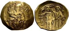 Byzantine John III Ducas (Vatatzes), emperor of Nicaea, 1222-1254. Hyperpyron (Gold, 25 mm, 4.07 g, 6 h), Magnesia, 1232-1254(?). IC - XC Christ, nimbate, seated facing on throne, wearing tunic and pa