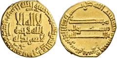 Early Medieval & Islamic ISLAMIC, 'Abbasid Caliphate. temp. Al-Mansur, AH 136-158 / AD 754-775. Dinar (Gold, 18 mm, 4.00 g, 6 h), AH 155 = 771/2. ‘lā ilāha illā / Allāh waḥdahū / lā sharīka lahū’ (‘Th