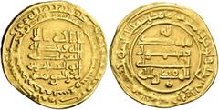 Early Medieval & Islamic ISLAMIC, 'Abbasid Caliphate. Al-Muqtadir, second reign, AH 296-317 / AD 908-929. Dinar (Gold, 25 mm, 3.76 g, 8 h), Madinat al-Salam, AH 316 = 928/9. Citing his son and heir Ab