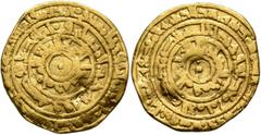 Early Medieval & Islamic ISLAMIC, Fatimids. al-Mu'izz li-Din Allah, AH 341-365 / AD 953-975. Dinar (Gold, 20 mm, 3.84 g), bull’s-eye type, al-Mansuriya, AH 361 = 971/2. Three concentric circles of ins