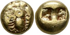 Greek IONIA. Ephesos. Circa 650-600 BC. Trite or 1/3 Stater (Electrum, 11 mm, 4.64 g), Lydo-Milesian standard. Bee viewed from above. Rev. Incuse punch composed of two incuse squares with irregular in