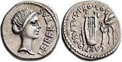Roman Republican & Imperatorial Brutus, 43-42 BC. Denarius (Silver, 17 mm, 3.81 g, 6 h), mint moving with Brutus in Lycia, spring-early summer 42. LEIBERTAS Head of Libertas to right. Rev. CAEPIO•BRVT