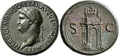 Roman Imperial Nero, 54-68. Sestertius (Orichalcum, 35 mm, 26.78 g, 6 h), Rome, circa 64-65. NERO CLAVDIVS CAESAR AVG GER P M TR P IMP P P Laureate head of Nero to left. Rev. S - C Triumphal arch, sho