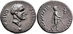 Roman Imperial Galba, 68-69. Denarius (Silver, 18 mm, 3.43 g, 6 h), uncertain mint in Spain (Tarraco?), April-late 68. GALBA IMPERATOR Laureate head of Galba to right, globe at point of neck. Rev. ROM