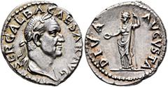 Roman Imperial Galba, 68-69. Denarius (Silver, 19 mm, 3.57 g, 6 h), Rome, circa July 68-January 69. IMP SER GALBA CAESAR AVG Laureate and draped bust of Galba to right. Rev. DIVA AVGVSTA Livia standin