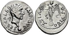 Roman Imperial Galba, 68-69. Denarius (Silver, 28 mm, 3.56 g, 6 h), uncertain mint in North Africa (Carthago?), October 68-15 January 69. SER•GALBA IMP•AVG Laureate head of Galba to right, globe at po