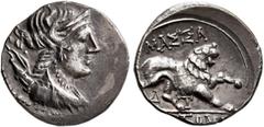 Greek GAUL. Massalia. Circa 130-121 BC. Tetrobol (Silver, 16 mm, 2.65 g, 7 h). Laureate and draped bust of Artemis to right, wearing pendant earring and pearl necklace, and with bow and quiver behind.