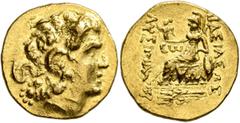 Greek KINGS OF PONTOS. Mithradates VI Eupator, circa 120-63 BC. Stater (Gold, 20 mm, 8.25 g, 12 h), First Mithradatic War issue, in the name and types of Lysimachos of Thrace. Kallatis, circa 88-86. D