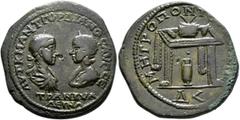 Roman Provincial MOESIA INFERIOR. Tomis. Gordian III, with Tranquillina, 238-244. Tetrakaihemiassarion (Bronze, 27 mm, 13.13 g, 7 h). AYT K M ANTΩΝΙΟC ΓOPΔIANOC ΑΥΓ CЄ / TPANKYΛ/ΛЄINA Laureate, draped