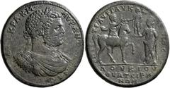 Roman Provincial LYDIA. Thyateira. Caracalla, 198-217. Medallion (Bronze, 46 mm, 47.56 g, 7 h), Aur. Glykon, son of Loukios, strategos. AYTKP•A•K•M•ΑΥΡ•ΑΝΤΩΝЄΙΝΟC Laureate, draped and cuirassed bust o