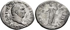 Roman Imperial Vitellius, 69. Denarius (Silver, 20 mm, 2.58 g, 6 h), Rome, 19 April-20 December 69. A VITELLIVS GERM IMP AVG TR P Laureate head of Vitellius to right. Rev. LIBE[RTAS] RESTITVTA Liberta