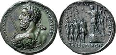 Roman Imperial Commodus, 177-192. Medallion (Bimetallic, 36 mm, 42.86 g, 11 h), Rome, 185-186. M COMMODVS ANTONINVS PIVS FELIX AVG BRIT Laureate bust of Commodus to left, heroically nude and seen from