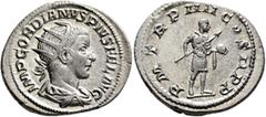 Roman Imperial Gordian III, 238-244. Antoninianus (Silver, 24 mm, 4.37 g, 6 h), Rome, 241-242. IMP GORDIANVS PIVS FEL AVG Radiate, draped and cuirassed bust of Gordian III to right, seen from behind. 