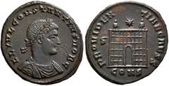 The Ramskold Collection, Part IV Constantius II, as Caesar, 324-337. Follis (Bronze, 20 mm, 3.18 g, 6 h), Constantinopolis, 328. FL IVL CONSTANTIVS NOB C Laureate, draped and cuirassed bust of Constan