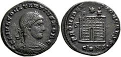 The Ramskold Collection, Part IV Constantius II, as Caesar, 324-337. Follis (Bronze, 18 mm, 2.81 g, 12 h), Constantinopolis, 328-329. FL IVL CONSTANTIVS NOB C Laureate, draped and cuirassed bust of Co