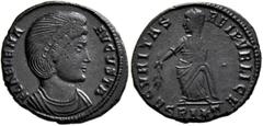The Ramskold Collection, Part IV Helena, Augusta, 324-328/30. Follis (Bronze, 18 mm, 2.06 g, 11 h), a contemporary imitation of an issue from Antiochia. Irregular mint, after 325. FL AELENA AVGVSTA Di
