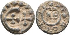 Byzantine Justinian I (?), 527-565. Pentanummium (Lead, 14 mm, 1.75 g, 7 h), RY 29 = 556/7 (?). Large Є with central cross; to right, cross; all within border of large pellets. Rev. +ΔIAΔOCЄⲰC ('distr