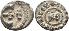Byzantine Justinian I (?), 527-565. Pentanummium (Lead, 15 mm, 2.36 g, 6 h), RY 29 = 556/7 (?). Large Є with central cross; to right, cross; all within border of large pellets. Rev. +ΔIAΔO[CЄⲰC],..CI૪