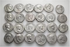 Group Lots A lot containing 24 silver coins. All: Roman Provincial. Syro-Phoenician Tetradrachms. Very fine to extremely fine. LOT SOLD AS IS, NO RETURNS. 24 coins in lot. From a European collection, 
