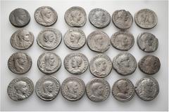 Group Lots A lot containing 24 silver coins. All: Syro-Phoenician. Tetradrachms. Very fine to extremely fine. LOT SOLD AS IS, NO RETURNS. 24 coins in lot. From a European collection, formed before 200