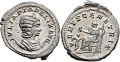 Roman Imperial Julia Domna, Augusta, 193-217. Antoninianus (Silver, 25 mm, 4.90 g, 6 h), Rome, 215-217. IVLIA PIA FELIX AVG Diademed and draped bust of Julia Domna set on crescent to right. Rev. VENVS