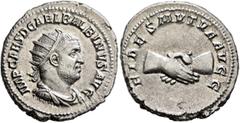 Roman Imperial Balbinus, 238. Antoninianus (Silver, 23 mm, 5.82 g, 12 h), Rome, circa April-June 238. IMP CAES D CAEL BALBINVS AVG Radiate, draped and cuirassed bust of Balbinus to right. Rev. FIDES M