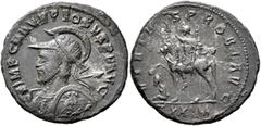 Roman Imperial Probus, 276-282. Antoninianus (Silvered bronze, 22 mm, 3.21 g, 11 h), Cyzicus, 277-278. IMP C M AVR PROBVS P F AVG Radiate, helmeted and cuirassed bust of Probus to left, holding spear 
