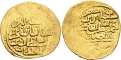 Early Medieval & Islamic ISLAMIC, Ottoman Empire. Ibrahim, AH 1049-1058 / AD 1640-1648. Sultani (Gold, 23 mm, 3.41 g, 3 h), Misr, AH [10]49 = AD 1640. Within a circle, ‘sulṭān al-barrayn / wa khāqān a