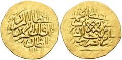 Early Medieval & Islamic ISLAMIC, Ottoman Empire. Mehmed IV, AH 1058-1099 / AD 1648-1687. Sultani (Gold, 21 mm, 3.39 g, 3 h), Misr, [AH 1058 = AD 1648/9] but off flan. Within a circle, ‘sulṭān al-barr