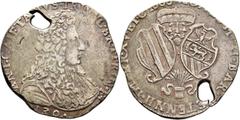 World ITALY. Retengo. Antonio Gaetano Gallio Trivulzio, 1679-1705. Filippo 1686 (Silver, 42 mm, 27.51 g, 8 h). ANT•CAIETANVS•TRIVVL•S•R•I•PRIN•E•C• / •130• Draped bust of Antonio Gaetano Gallio Trivul
