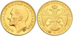 World YUGOSLAVIA. Kraljevina (Kingdom). Aleksandar I Karađorđević, 1921/9-1934. Ducat (Gold, 20 mm, 3.49 g, 12 h), 1933. ΑΛΕΚCΑΗΔΑΡ I. ΚΡΑΛ JΥΓΟCΔΑΒИJΕ Head of Alexander I to left, countermark corn (f